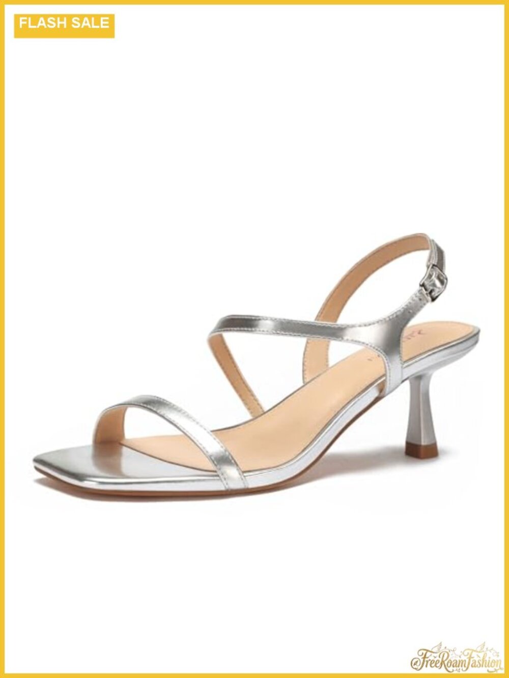 Women's Strappy Kitten Heel Sandals Square Open Toe Low Heel